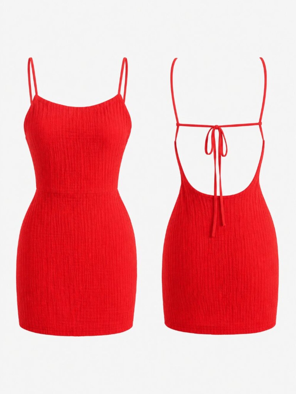 Le Lis Red Crinkle Gauze Open Back Cami Mini Dress Small